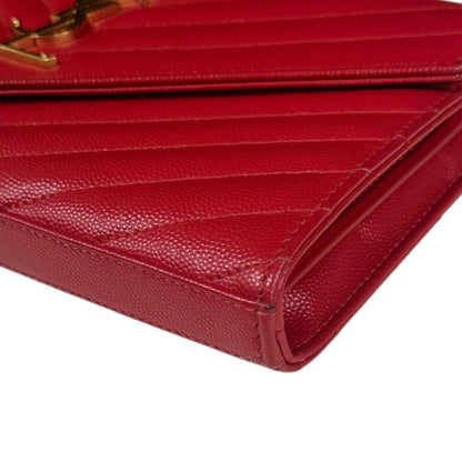 Saint Laurent Red Color Leather Chain/Shoulder Wallet (Pre-Owned)