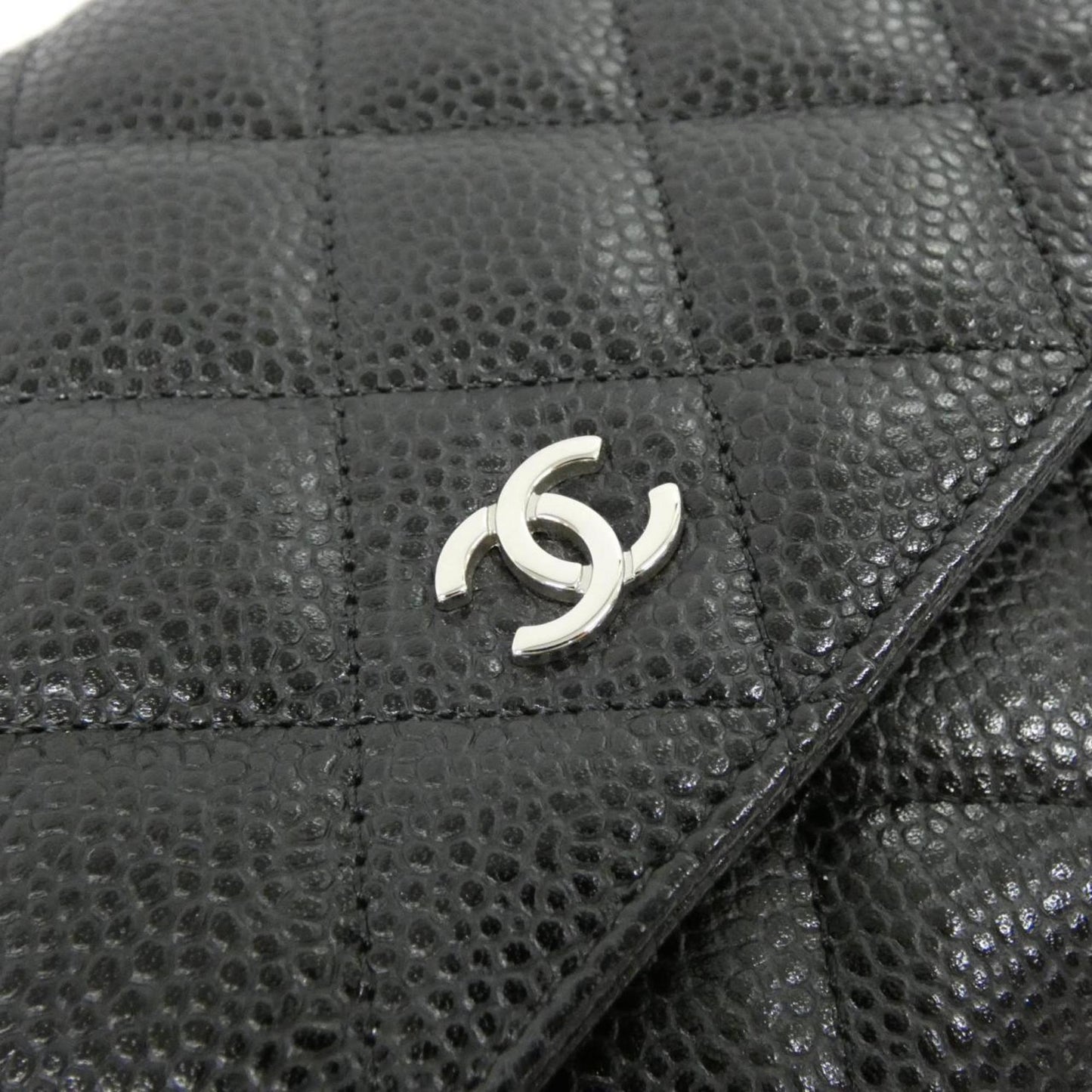 Chanel Black Bordeaux Grained Calfskin Chain/Shoulder Wallet (Pre-Owned)