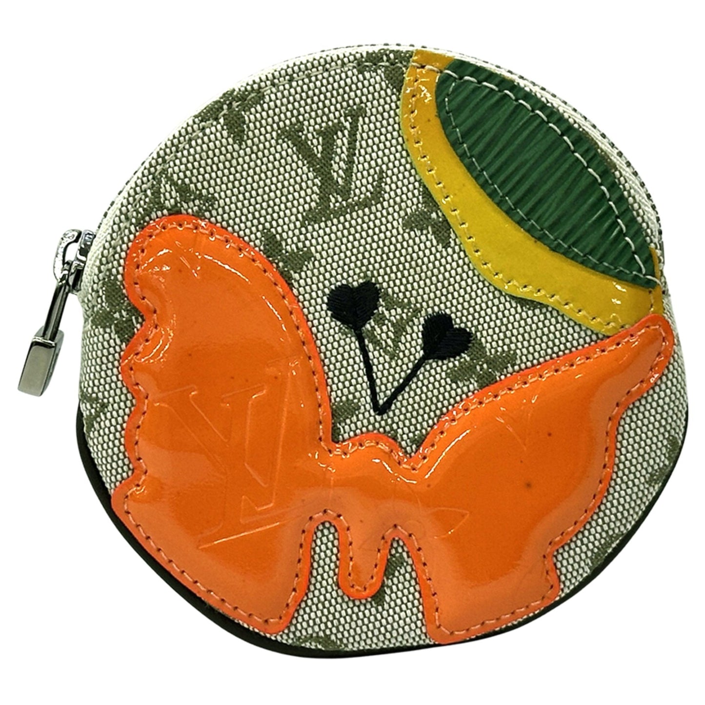 Louis Vuitton Green Multi-Color Yellow Canvas Leather Coin Purse/Coin Case (Pre-Owned)