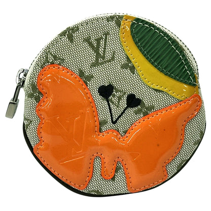 Louis Vuitton Green Multi-Color Yellow Canvas Leather Coin Purse/Coin Case (Pre-Owned)