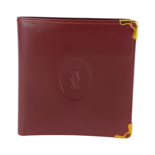Cartier Wine Red Leather Wallet (Bi-Fold) (Pre-Owned)