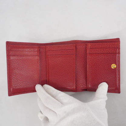Gucci Red Color Leather Wallet (Tri-Fold) (Pre-Owned)