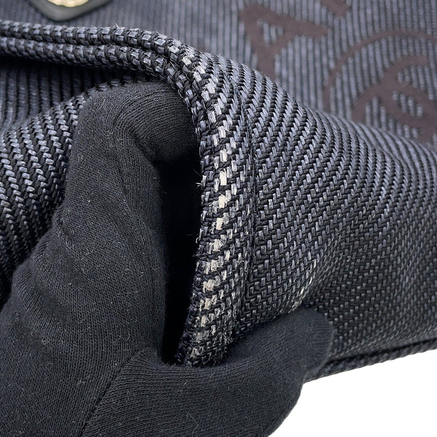 Chanel Navy Black Raffia Leather Shopping Bag Tote Bag (Pre-Owned)