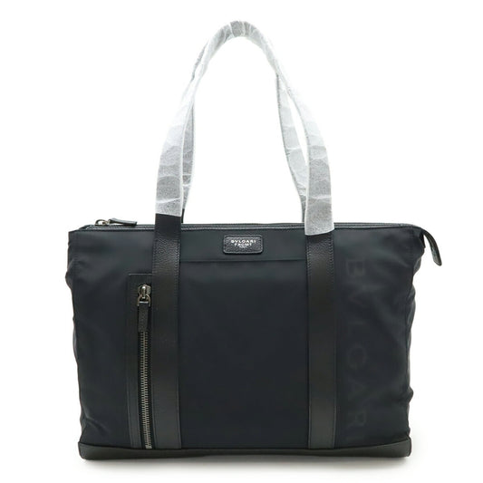 Bvlgari Black Nylon Leather Shoulder Bag Tote Bag (Pre-Owned)