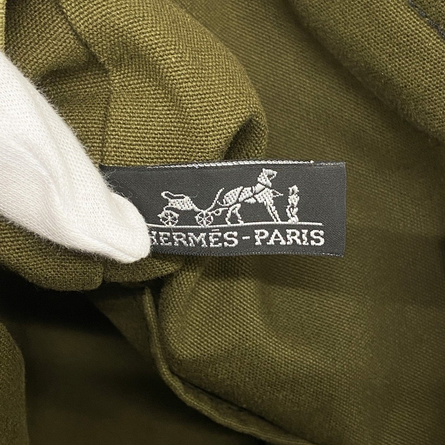 Hermes Black Khaki Canvas Tote Bag (Pre-Owned)