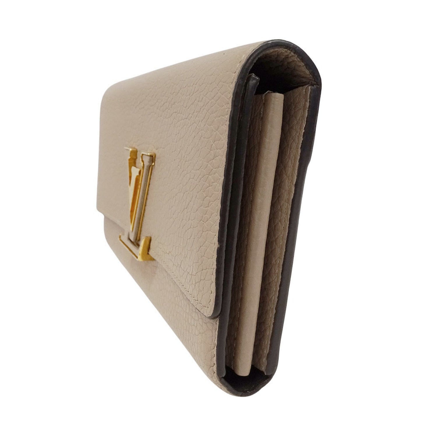 Louis Vuitton Beige Leather Long Wallet (Bi-Fold) (Pre-Owned)