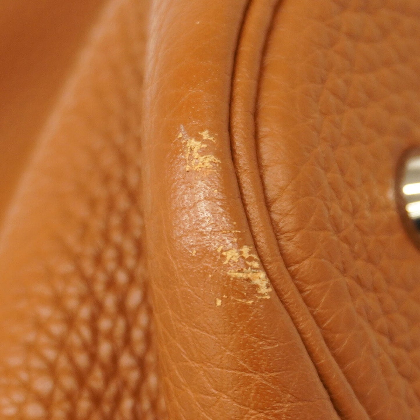 Hermes Gold Taurillon Clemence Leather Handbag (Pre-Owned)