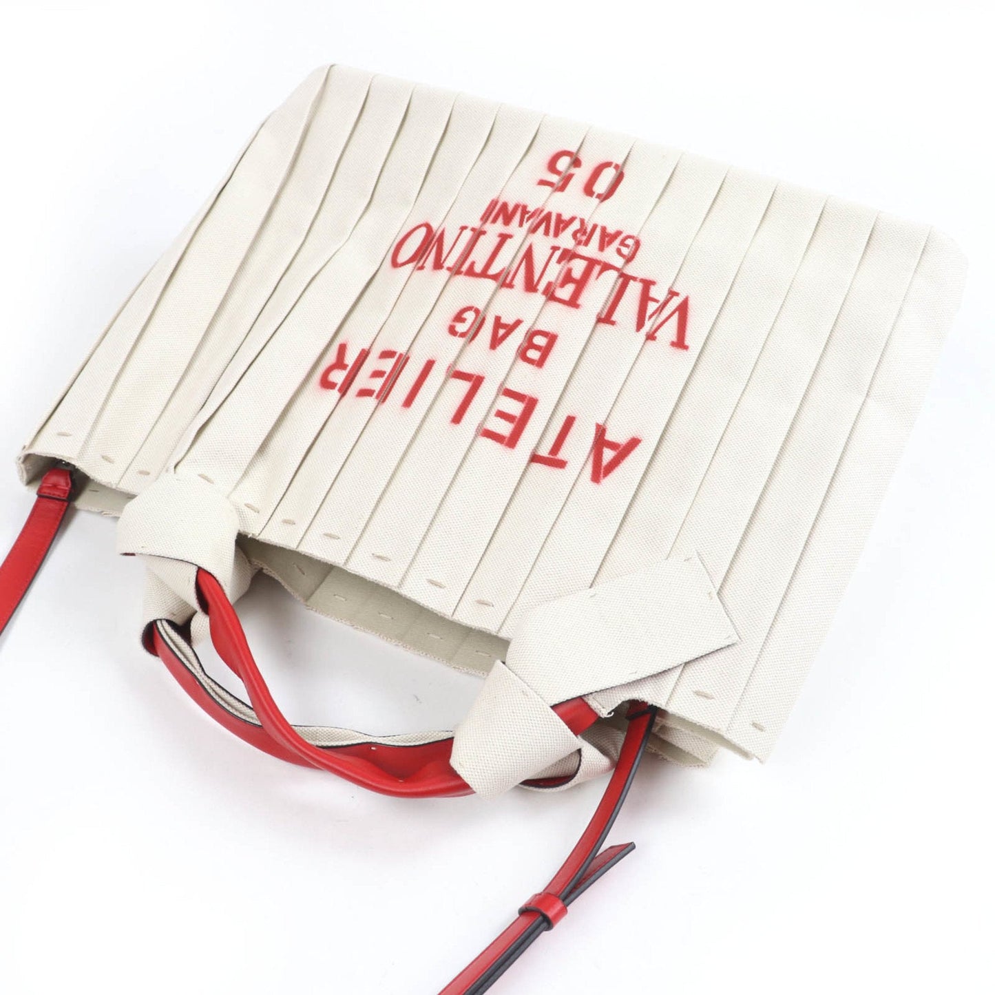 Valentino Garavani Ivory Canvas Leather Tote Bag (Pre-Owned)