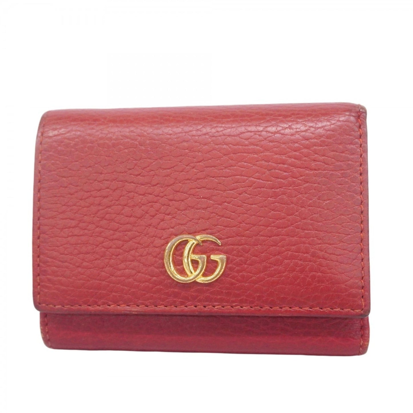 Gucci Red Color Leather Wallet (Tri-Fold) (Pre-Owned)