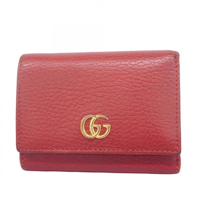 Gucci Red Color Leather Wallet (Tri-Fold) (Pre-Owned)