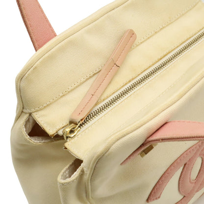 Chanel Ivory Pink Canvas Handbag Tote Bag (Pre-Owned)