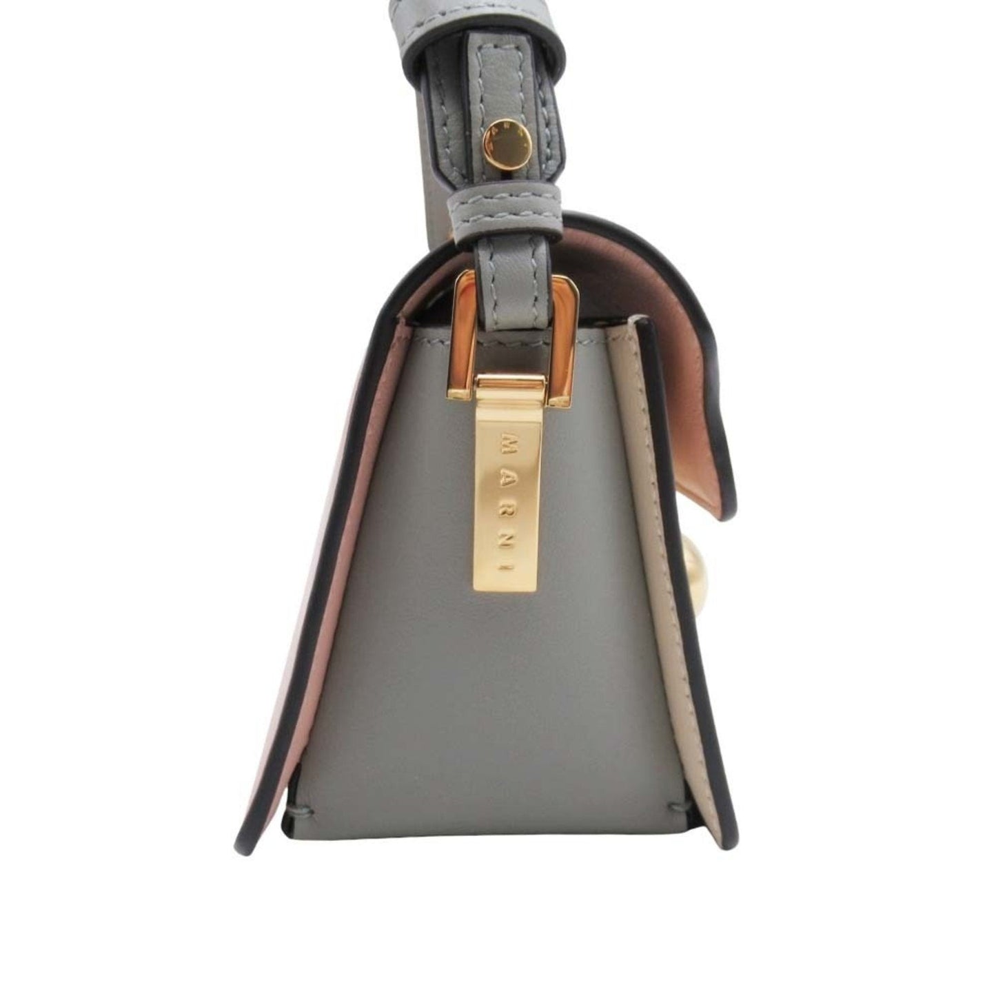 Marni Beige Gray Pink Gold Leather Pochette Shoulder Bag (Pre-Owned)