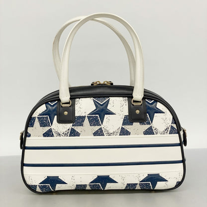 Christian Dior Navy White Leather Handbag (Pre-Owned)