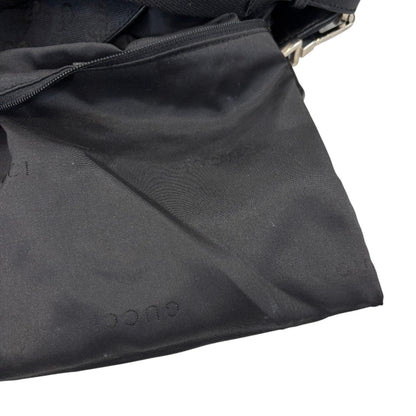 Gucci Black Leather Gg Canvas Handbag Shoulder Bag (Pre-Owned)