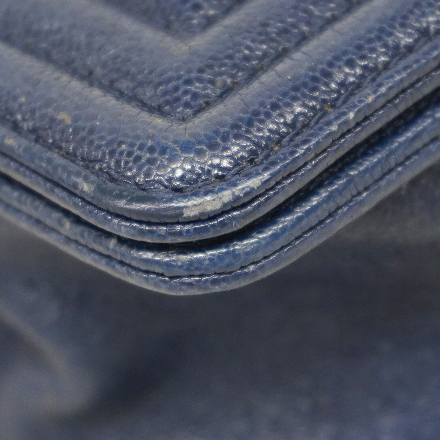 Chanel Navy Grained Calfskin Shoulder Bag (Pre-Owned)