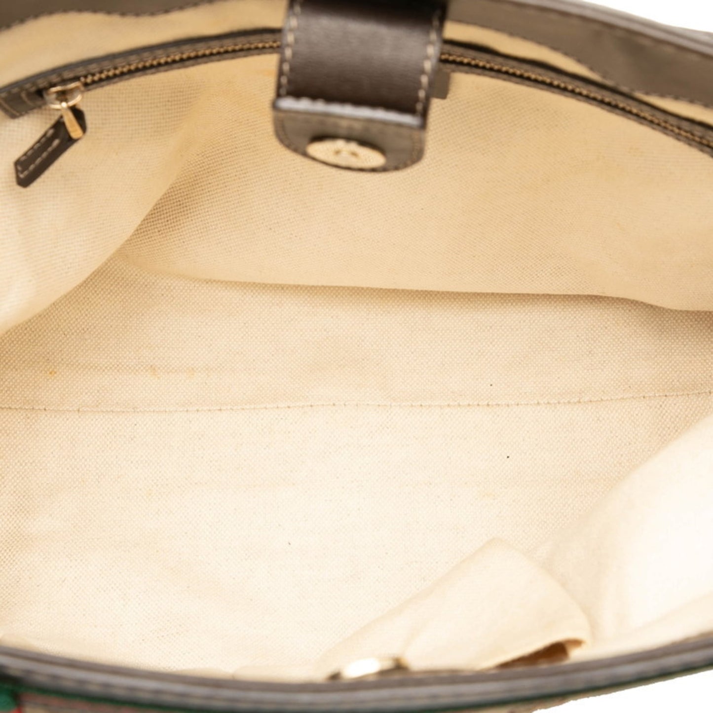Gucci Beige Brown Canvas Leather Tote Bag (Pre-Owned)