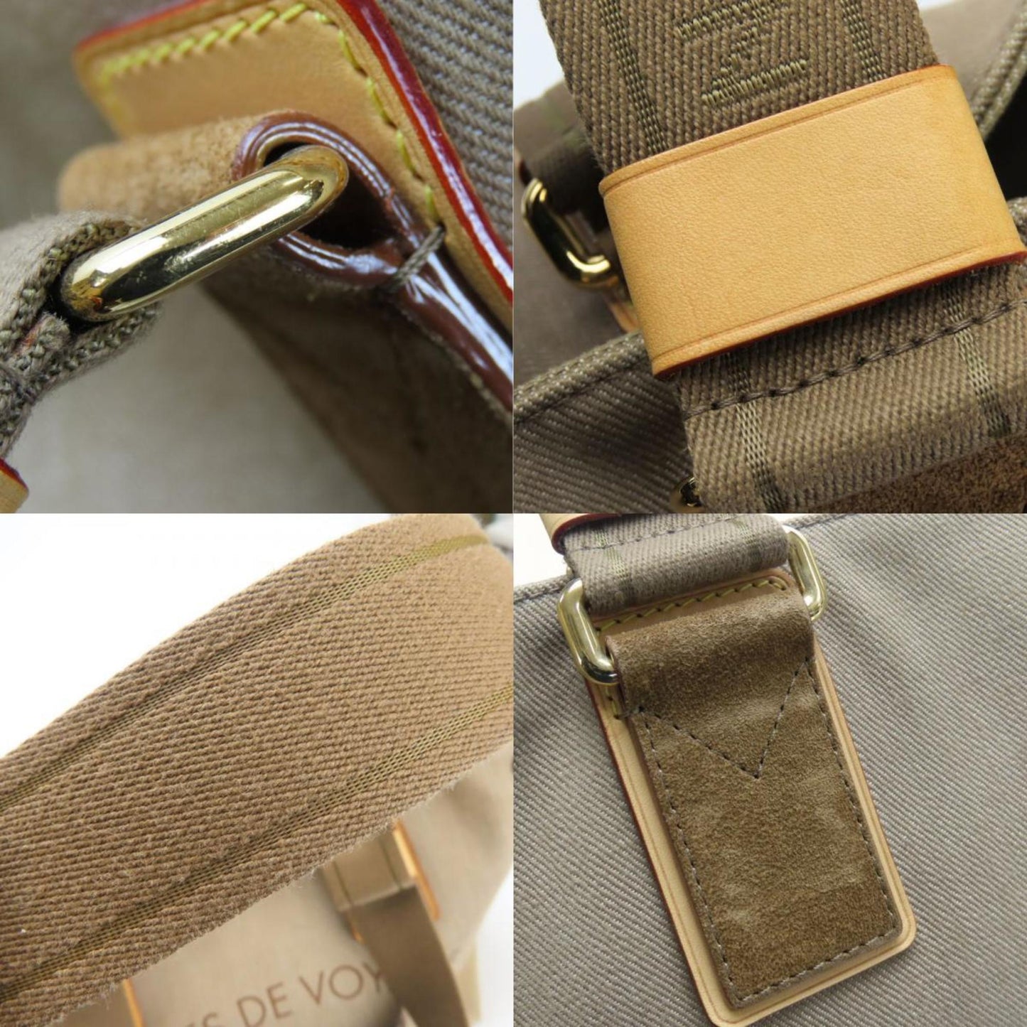 Louis Vuitton Beige Khaki Canvas Leather Tote Bag (Pre-Owned)