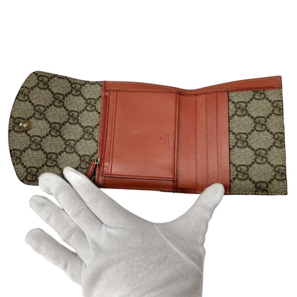 Gucci Brown Red Color Gg Supreme Wallet (Tri-Fold) (Pre-Owned)