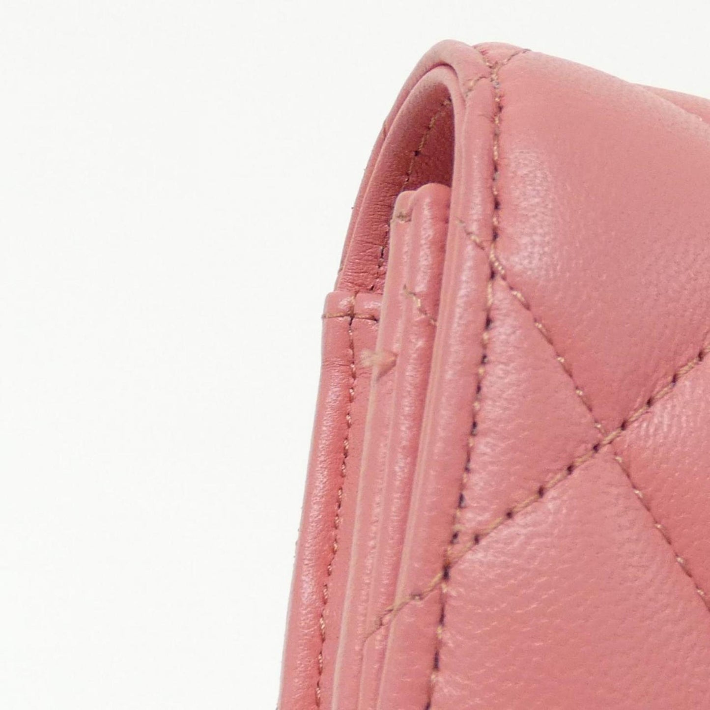 Chanel Pink Leather Long Wallet (Bi-Fold) (Pre-Owned)