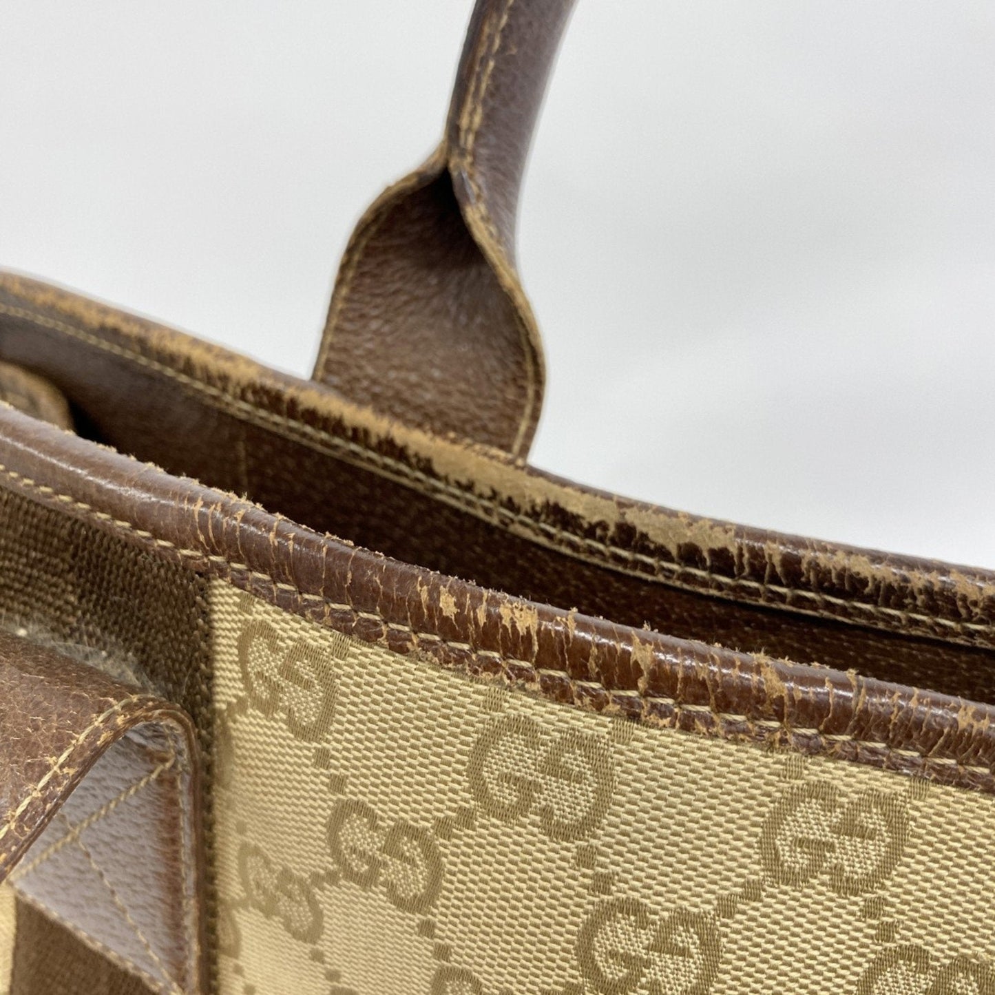 Gucci Beige Brown Canvas Tote Bag (Pre-Owned)