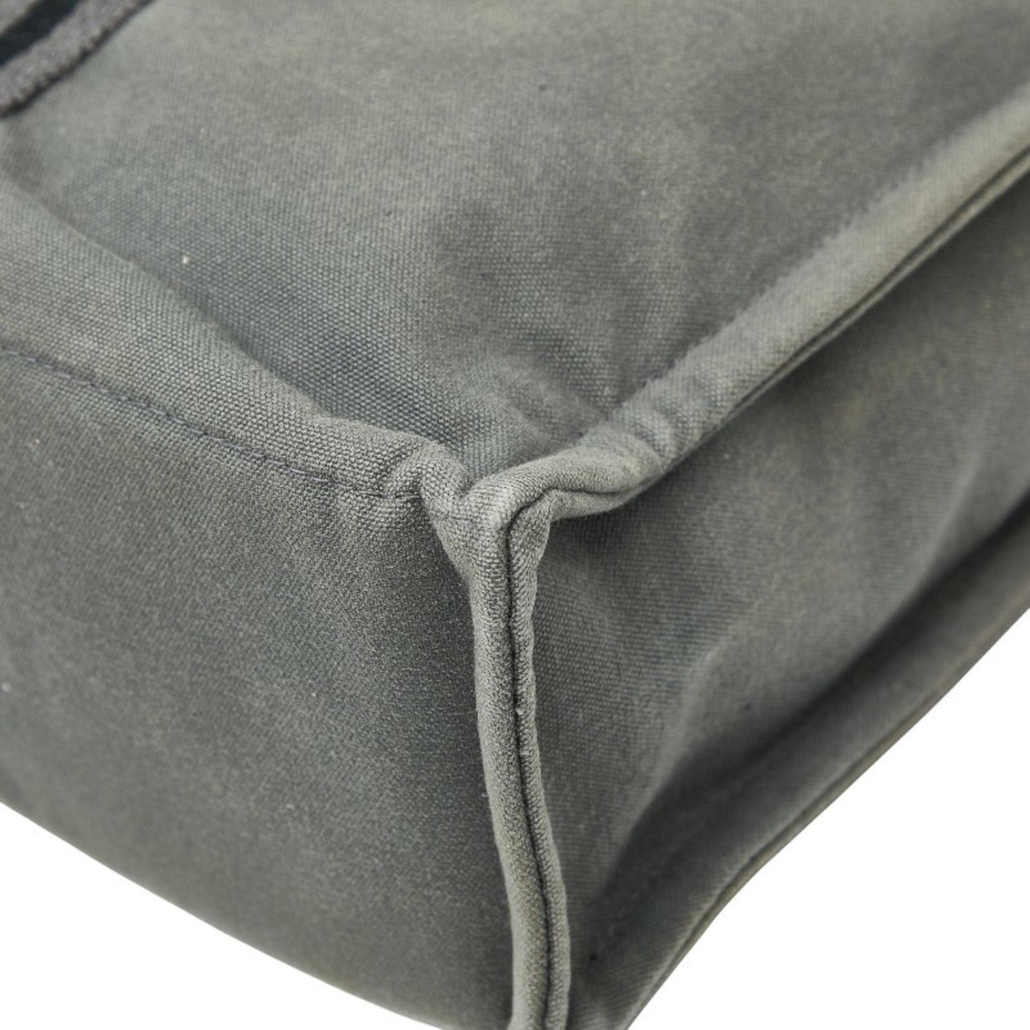 Hermes Black Gray Canvas Handbag Tote Bag (Pre-Owned)