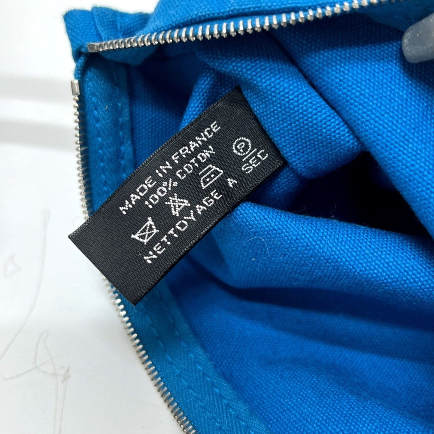 Hermes Blue White Yellow Canvas Handbag Pouch Tote Bag (Pre-Owned)