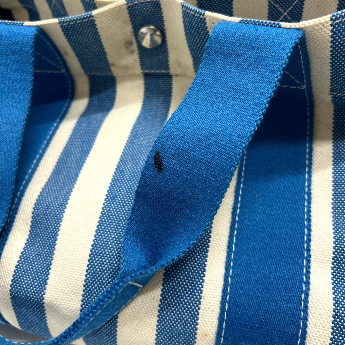 Hermes Blue White Yellow Canvas Handbag Pouch Tote Bag (Pre-Owned)