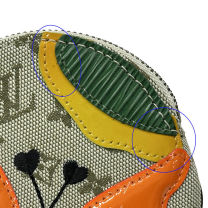 Louis Vuitton Green Multi-Color Yellow Canvas Leather Coin Purse/Coin Case (Pre-Owned)