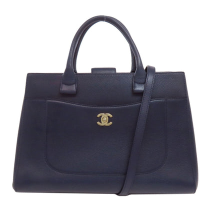 Chanel Navy Leather Tote Bag (Pre-Owned)