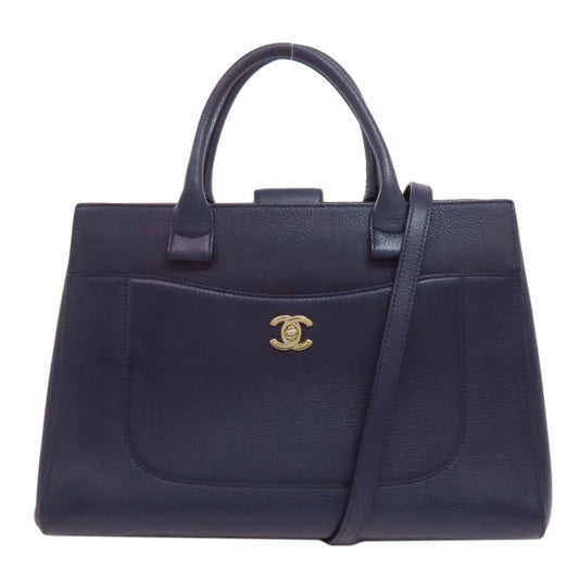 Chanel Navy Leather Tote Bag (Pre-Owned)