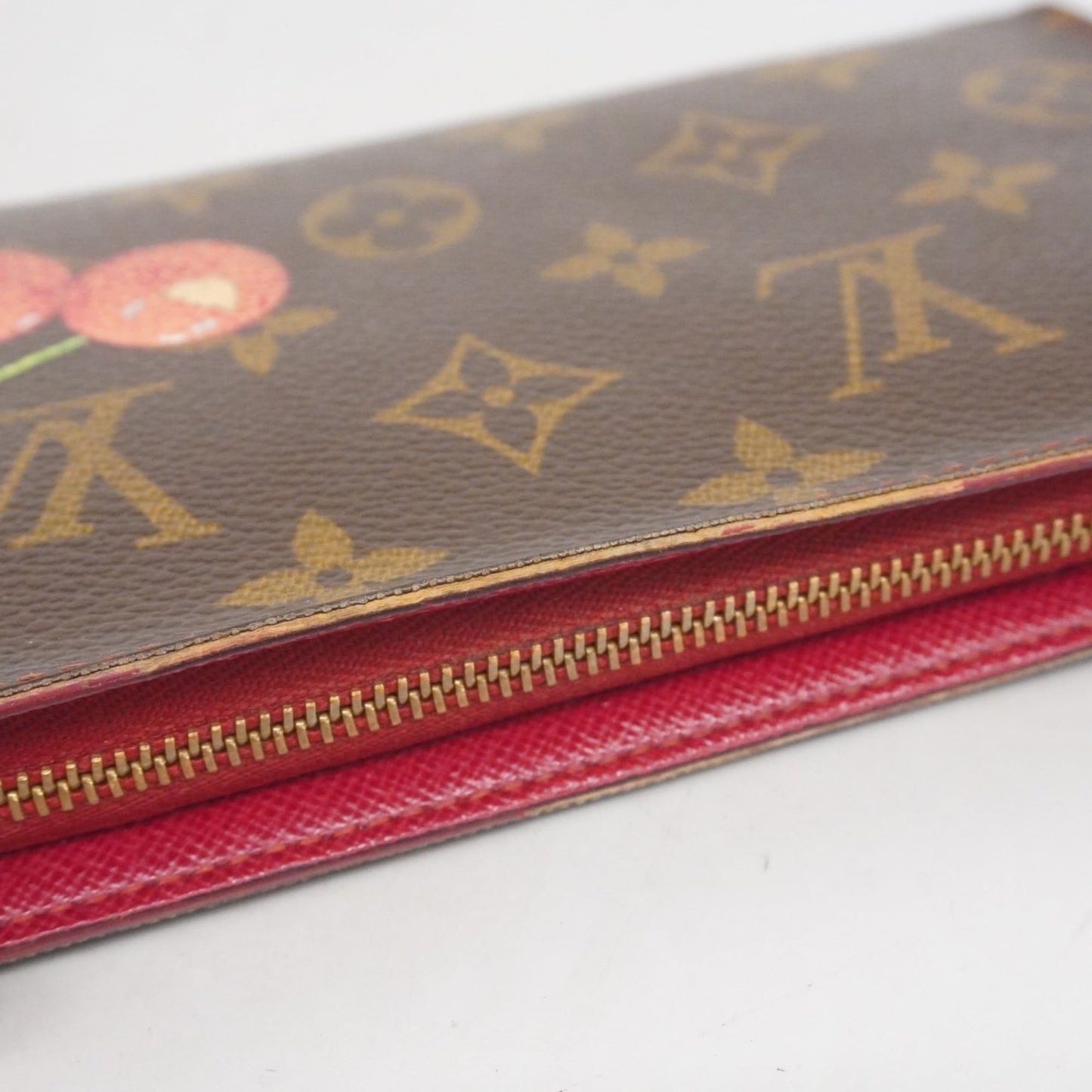 Louis Vuitton Brown Red Color Long Wallet (Bi-Fold) (Pre-Owned)