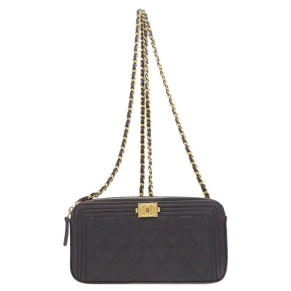 Chanel Matelasse Black Leather Chain/Shoulder Wallet (Pre-Owned)