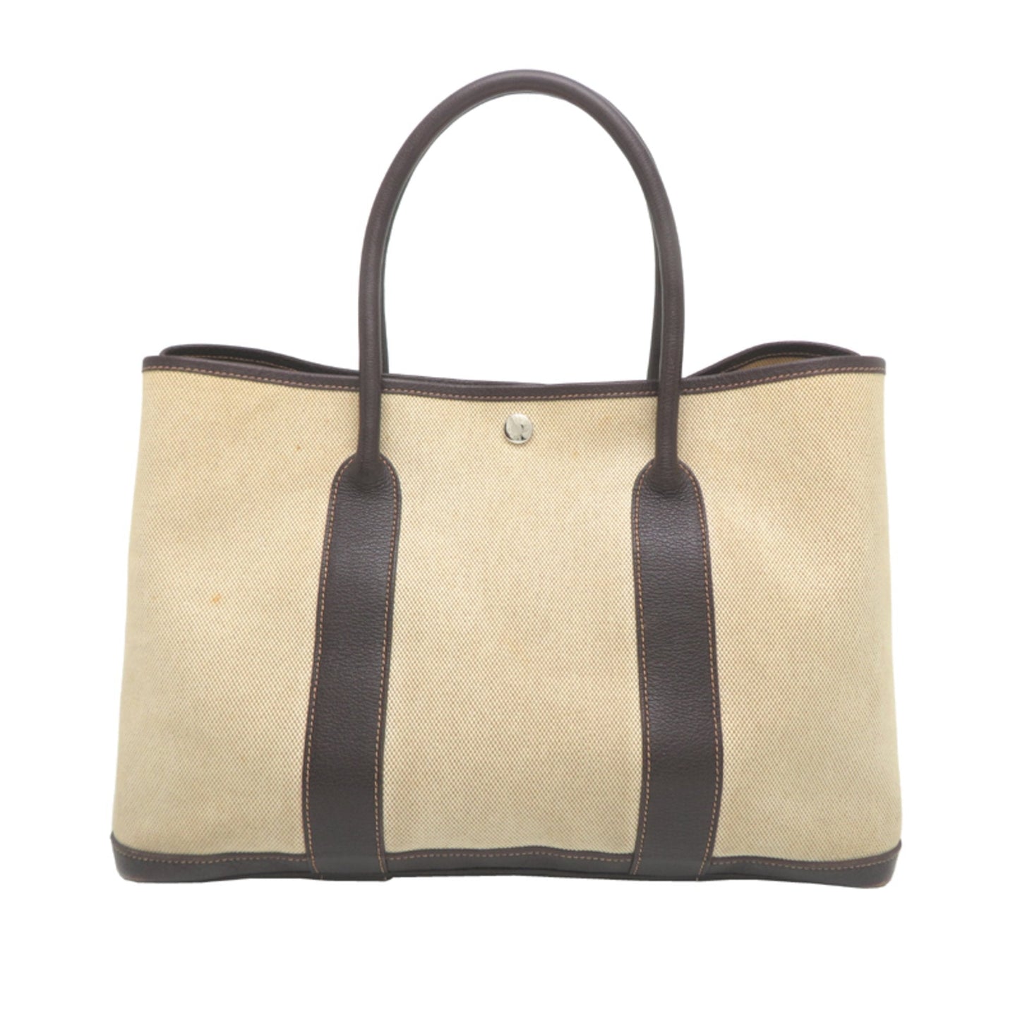 Hermes Brown White Leather Tote Bag (Pre-Owned)