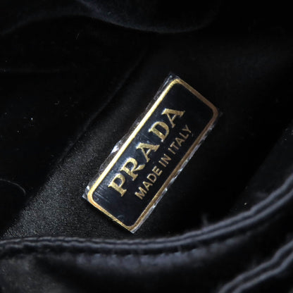 Prada Black Velvet Handbag Shoulder Bag (Pre-Owned)