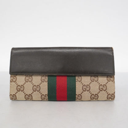 Gucci Brown Canvas Long Wallet (Bi-Fold) (Pre-Owned)