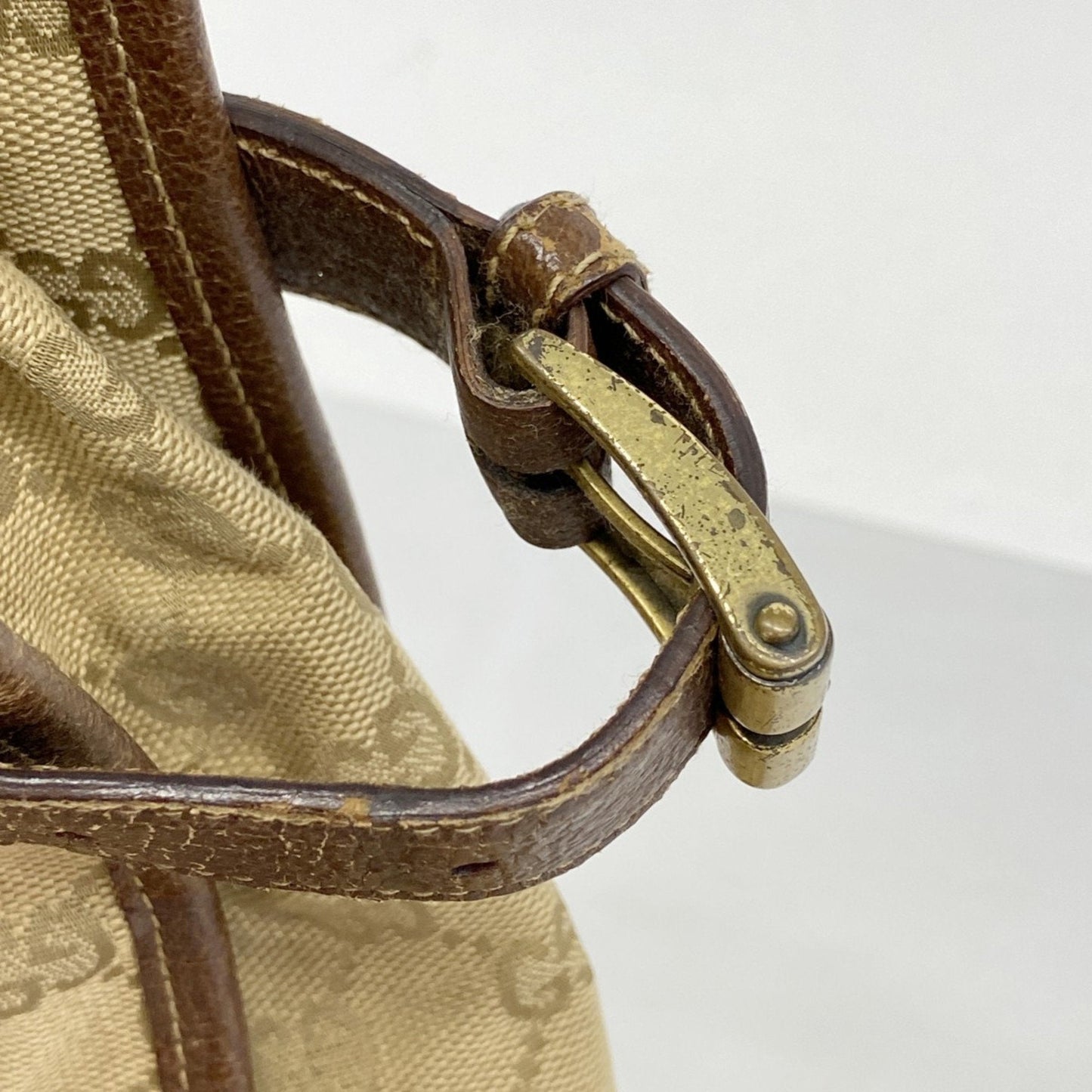 Gucci Beige Brown Canvas Tote Bag (Pre-Owned)