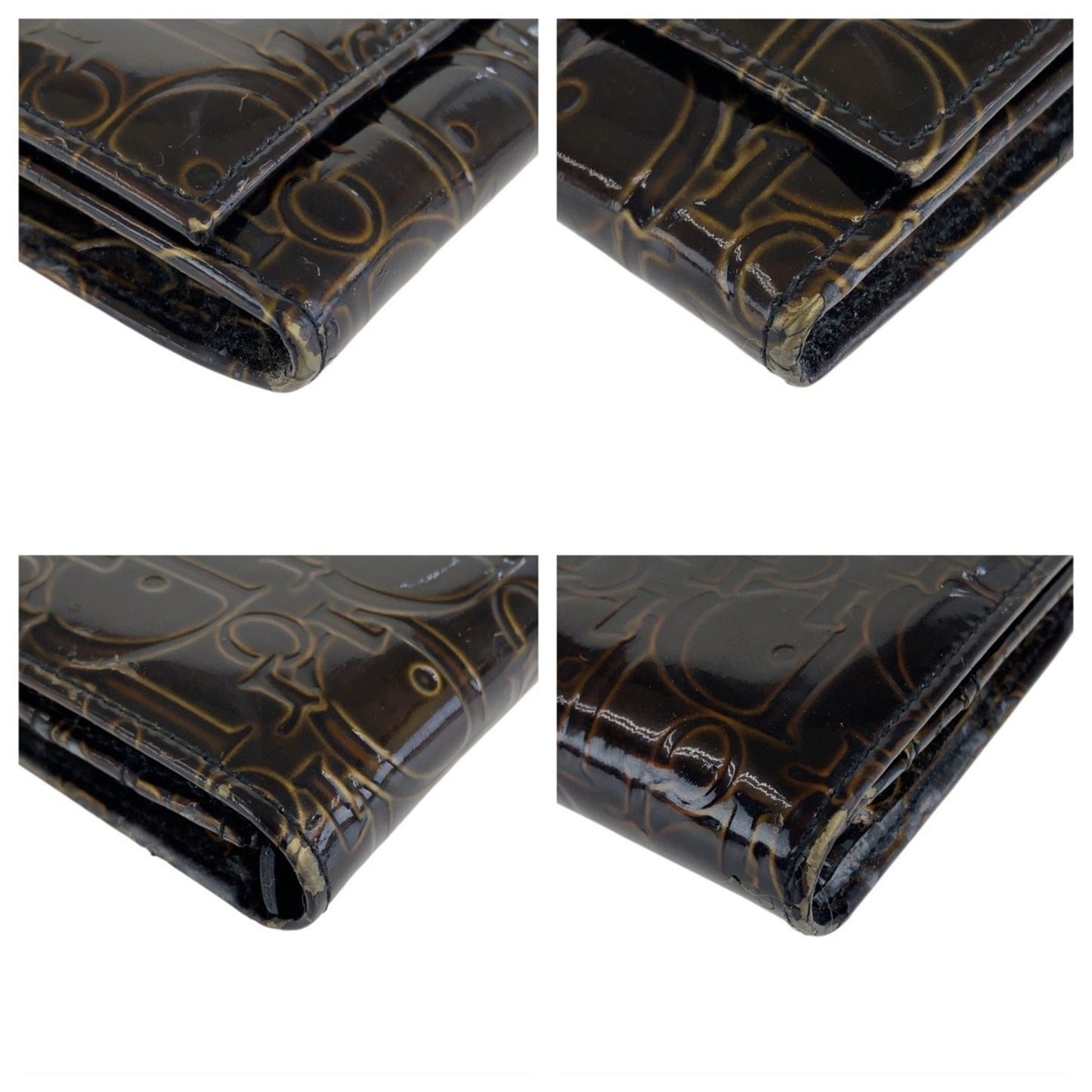 Christian Dior Brown Patent Leather Long Wallet (Bi-Fold) (Pre-Owned)