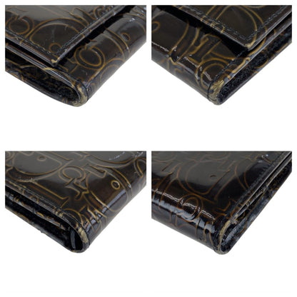 Christian Dior Brown Patent Leather Long Wallet (Bi-Fold) (Pre-Owned)