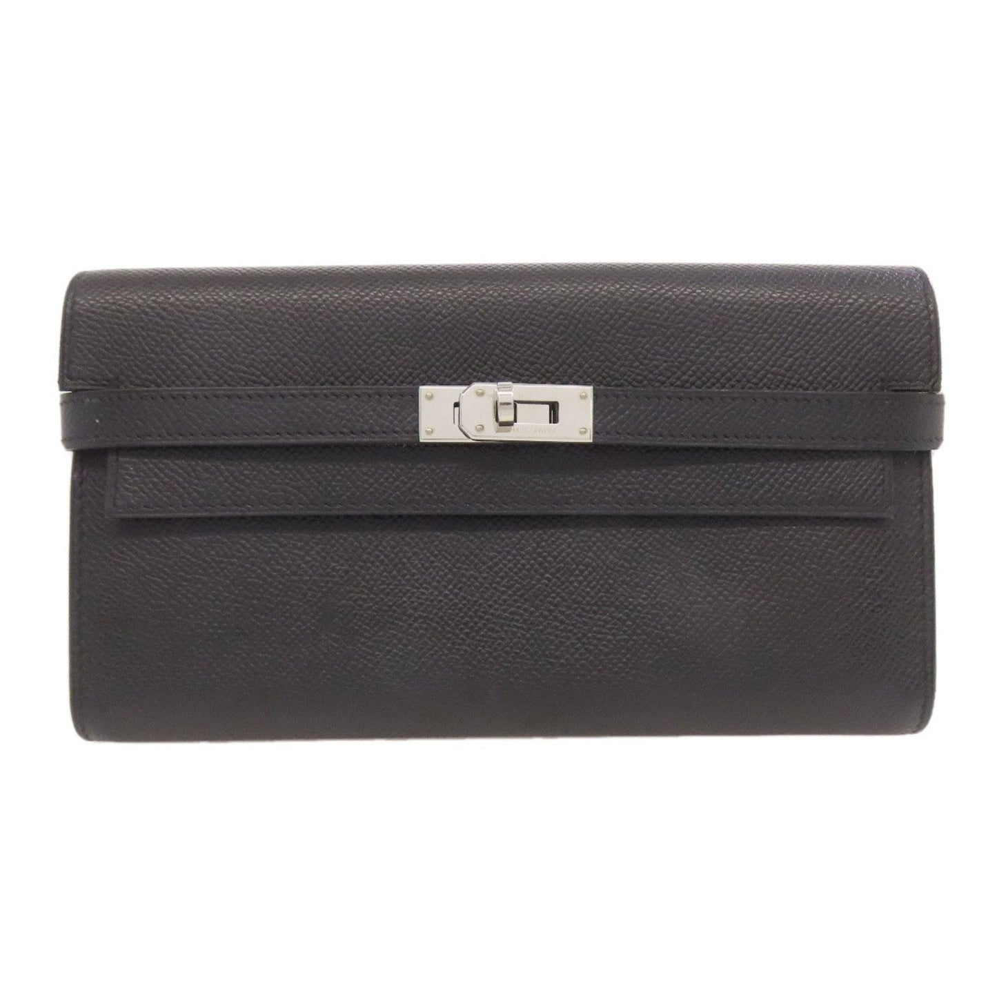 Hermes Kelly Black Epsom Leather Long Wallet (Bi-Fold) (Pre-Owned)