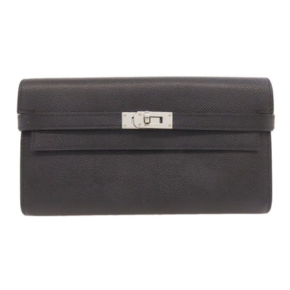 Hermes Kelly Black Epsom Leather Long Wallet (Bi-Fold) (Pre-Owned)