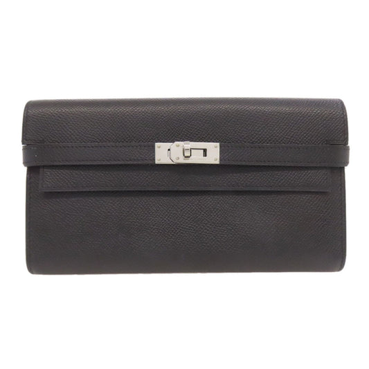 Hermes Kelly Black Epsom Leather Long Wallet (Bi-Fold) (Pre-Owned)
