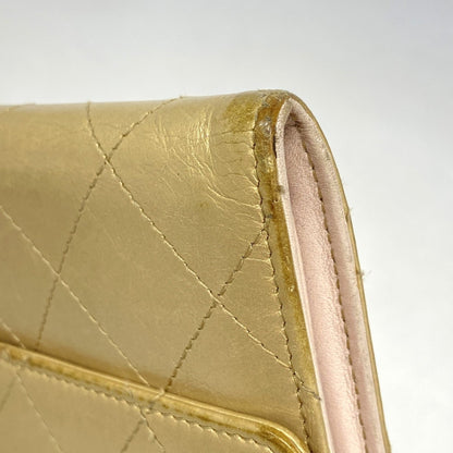 Chanel Beige Leather Long Wallet (Bi-Fold) (Pre-Owned)