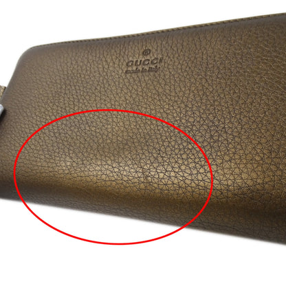 Gucci Bronze Brown Leather Long Wallet (Bi-Fold) (Pre-Owned)