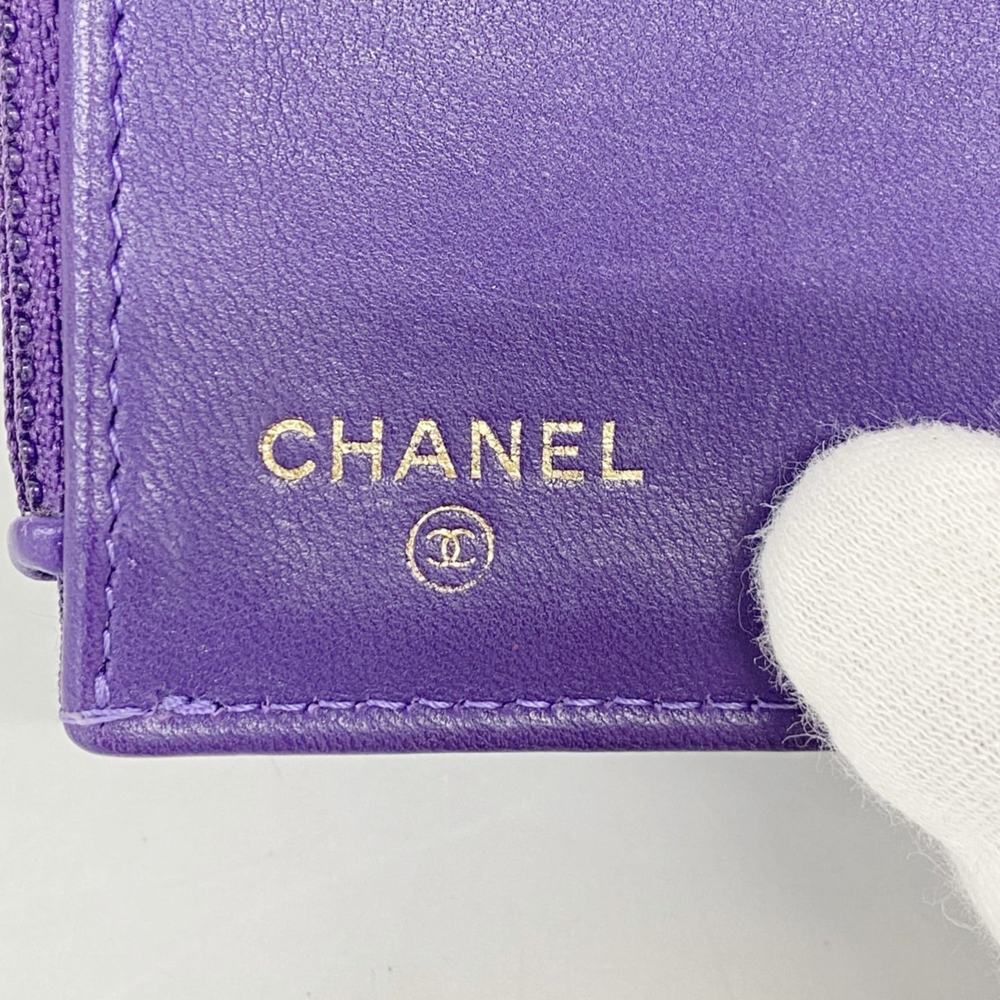 Chanel Purple Leather Wallet (Tri-Fold) (Pre-Owned)