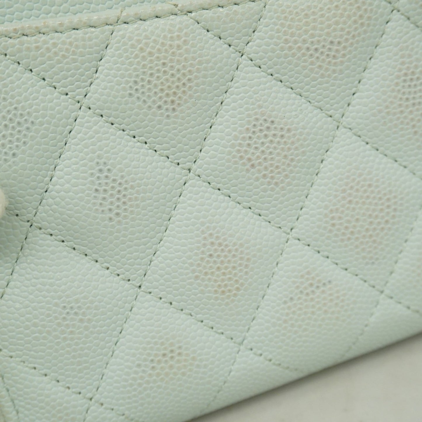 Chanel Light Blue Grained Calfskin Long Wallet (Bi-Fold) (Pre-Owned)