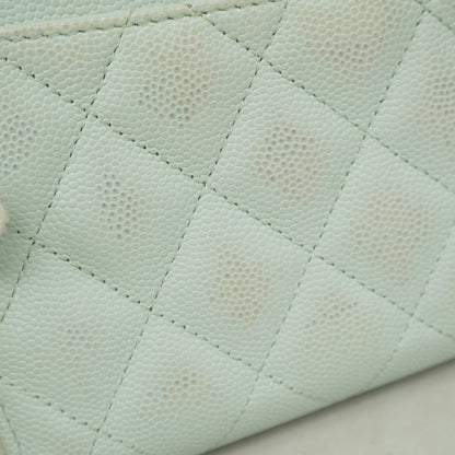 Chanel Light Blue Grained Calfskin Long Wallet (Bi-Fold) (Pre-Owned)