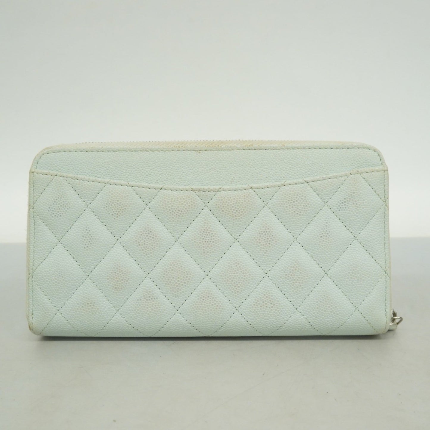Chanel Light Blue Grained Calfskin Long Wallet (Bi-Fold) (Pre-Owned)