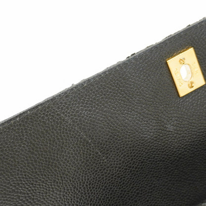 Chanel Black Grained Calfskin Handbag (Pre-Owned)