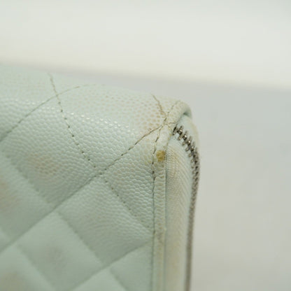 Chanel Light Blue Grained Calfskin Long Wallet (Bi-Fold) (Pre-Owned)