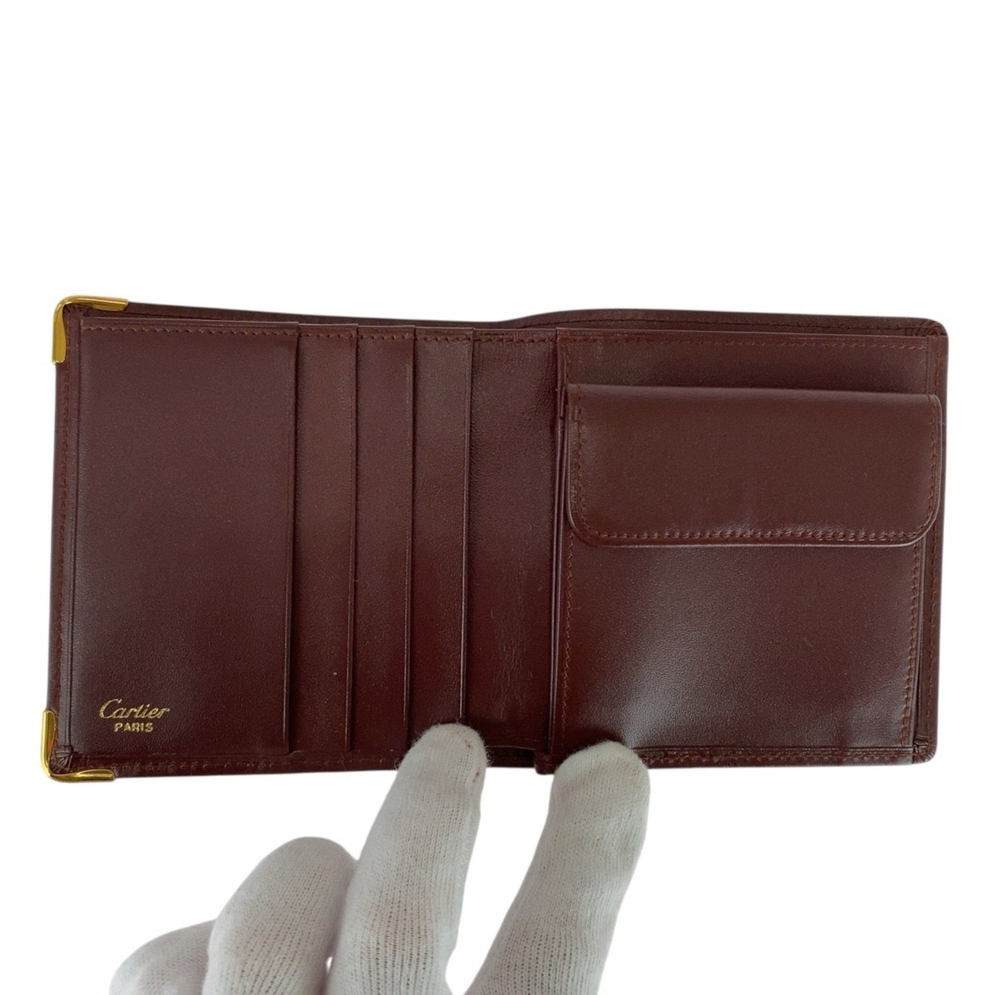 Cartier Wine Red Leather Wallet (Bi-Fold) (Pre-Owned)